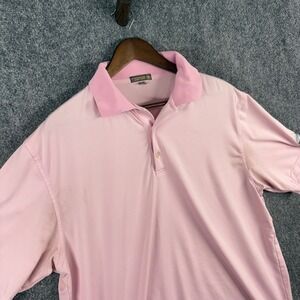 Peter Millar Summer‎ Comfort Pink Striped Golf Polo Shirt Teton Pines L